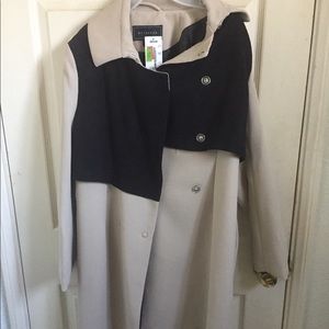 Beige/Black polyester coat